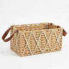 26330-2 Natural Rattan Storage Basket with Leather Handles – Small & Medium