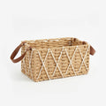 26330-2 Natural Rattan Storage Basket with Leather Handles – Small & Medium