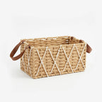 26330-2 Natural Rattan Storage Basket with Leather Handles – Small & Medium