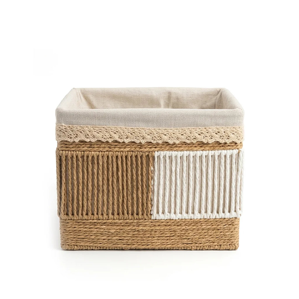 26330-33 Handwoven Rectangular Storage Basket with Fabric Lining – Small, Medium & Large