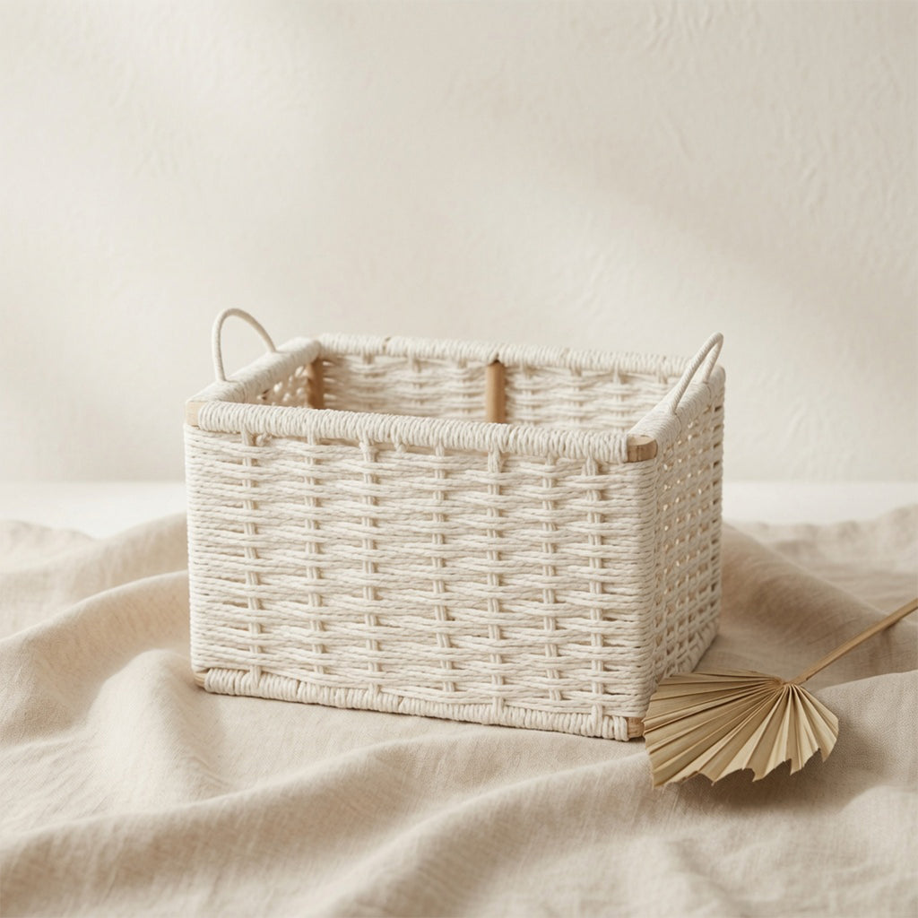 26330-34 Natural Rattan Storage Basket with Handles – Small, Medium & Large