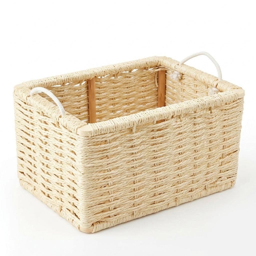 26330-35  Natural Rattan Storage Basket with Handles – Small, Medium & Large
