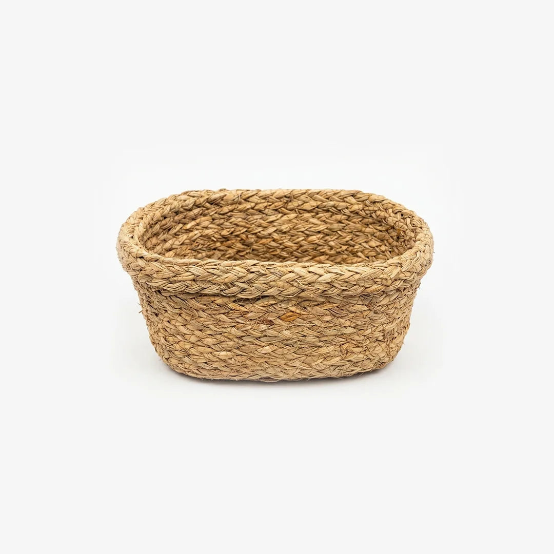 26330-6 Handwoven Oval Water Hyacinth Storage Basket Set