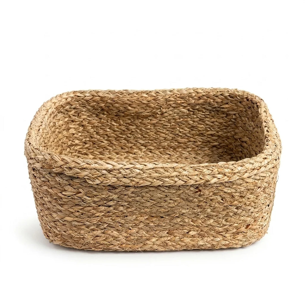 26330-6 Handwoven Oval Water Hyacinth Storage Basket Set
