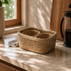 26330-6 Handwoven Oval Water Hyacinth Storage Basket Set