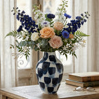267-8 Ceramic Vase Blue Abstract Pattern 28 cm