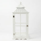 F3-24AW423 Luhpar White Lantern – Wood & Glass (52 x 24 x 24 cm)