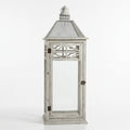 F3-25AW199 Luhpar White Lantern Wood & Glass (60 × 22 × 22 cm)