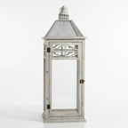 F3-25AW199 Luhpar White Lantern Wood & Glass (60 × 22 × 22 cm)