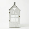 F3-25AW201 Luhpar White House Lantern Wood & Glass (45 × 20 × 12 cm)