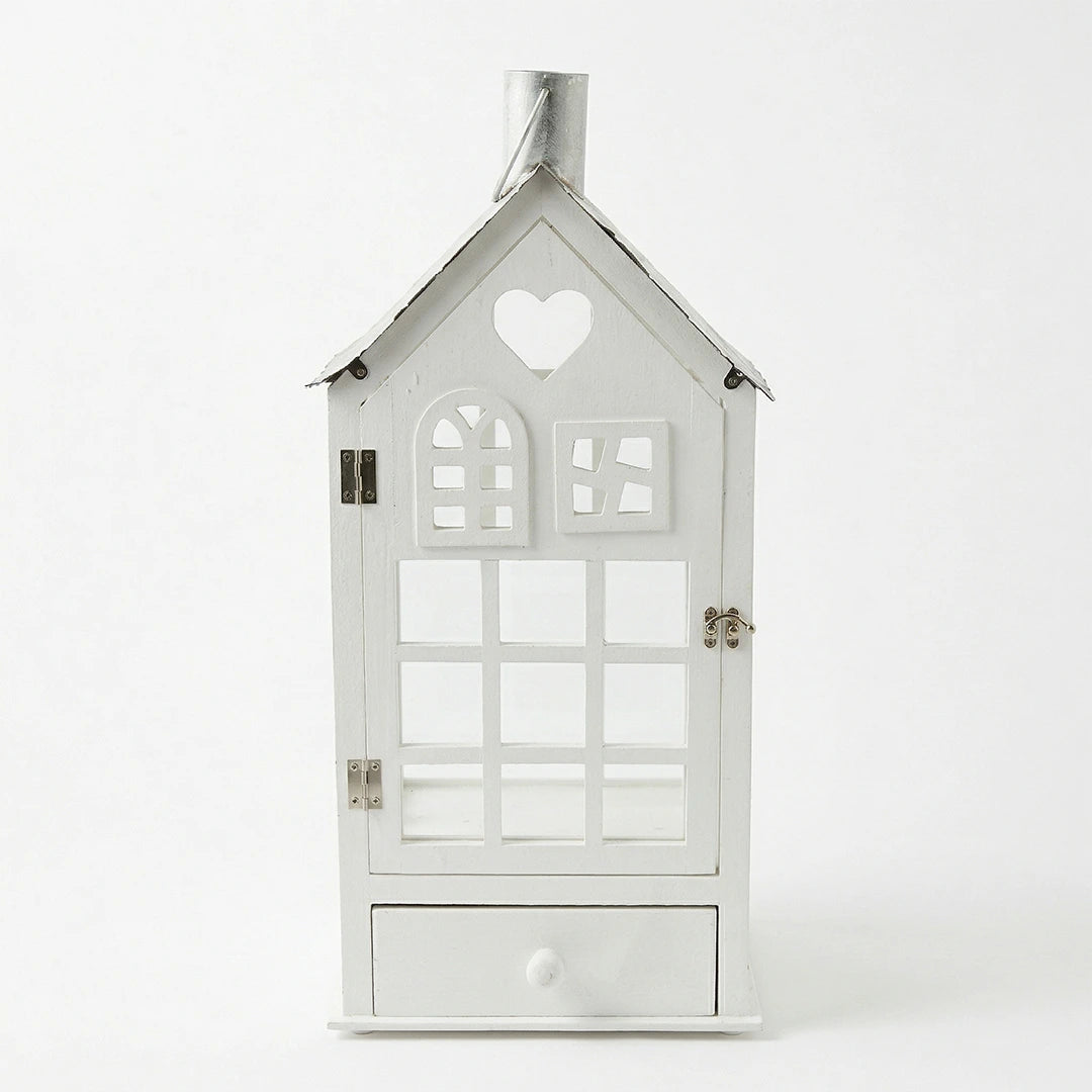 F3-25AW201 Luhpar White House Lantern Wood & Glass (45 × 20 × 12 cm)