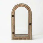 F3-25AW216 Luhpar Natural Wood Arch Lantern Wood & Glass (55 × 30 × 20 cm)