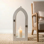 F3-25AW217 Luhpar White Arch Lantern Wood & Glass (45 × 22 × 14 cm)
