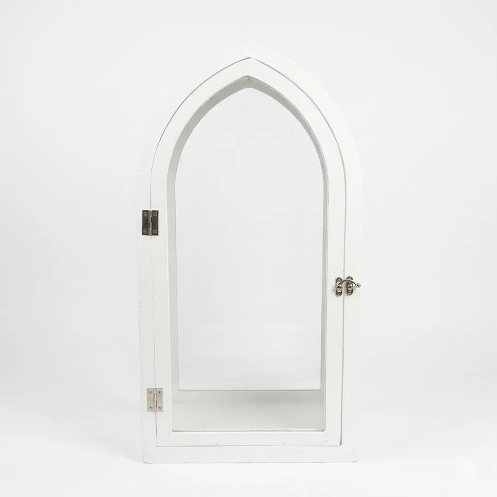 F3-25AW217 Luhpar White Arch Lantern Wood & Glass (45 × 22 × 14 cm)