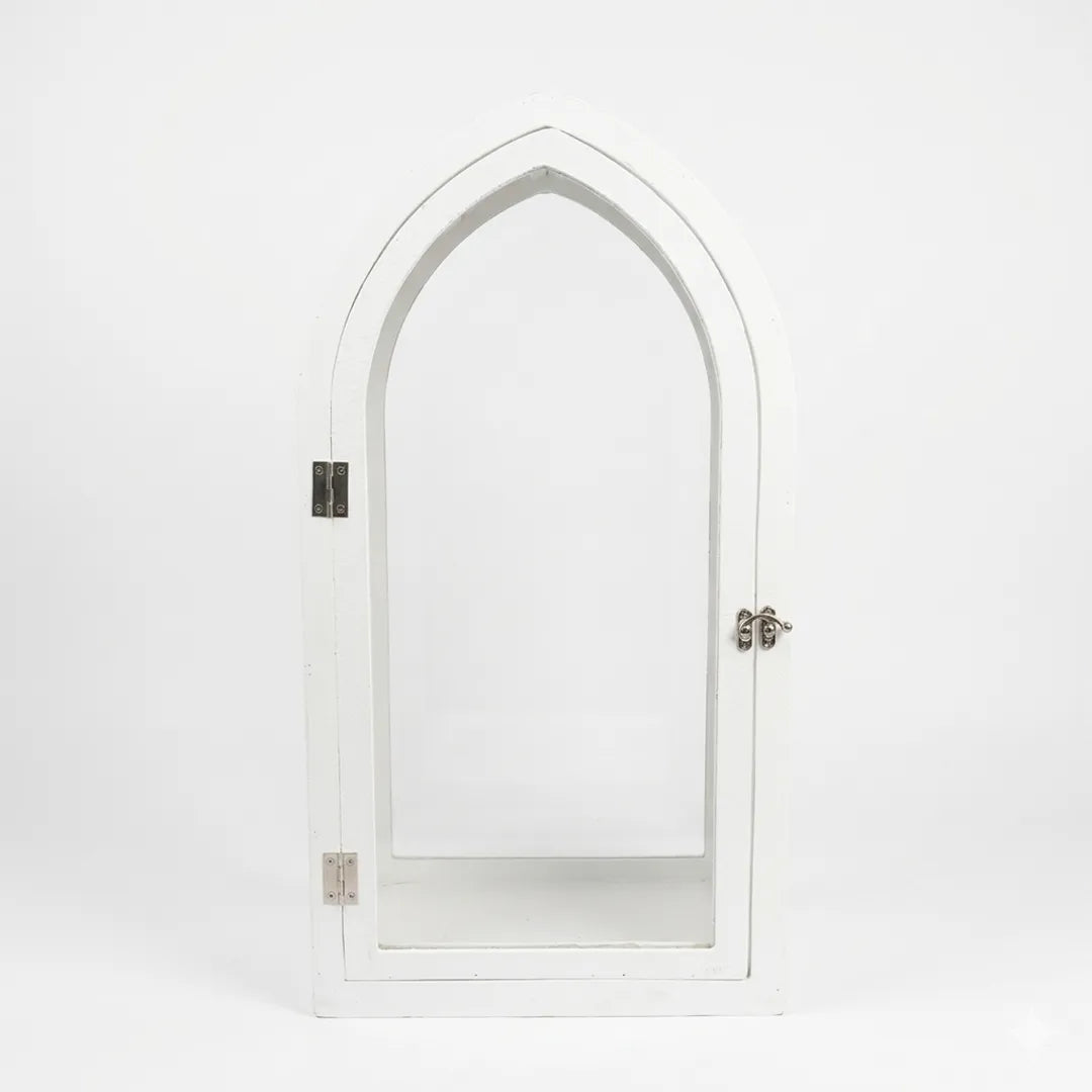 F3-25AW217 Luhpar White Arch Lantern Wood & Glass (45 × 22 × 14 cm)