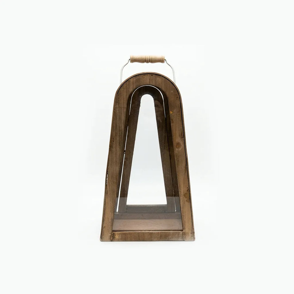 F3-25AW222 Luhpar Natural Wood Lantern Wood & Glass (30 × 18 × 12 cm)
