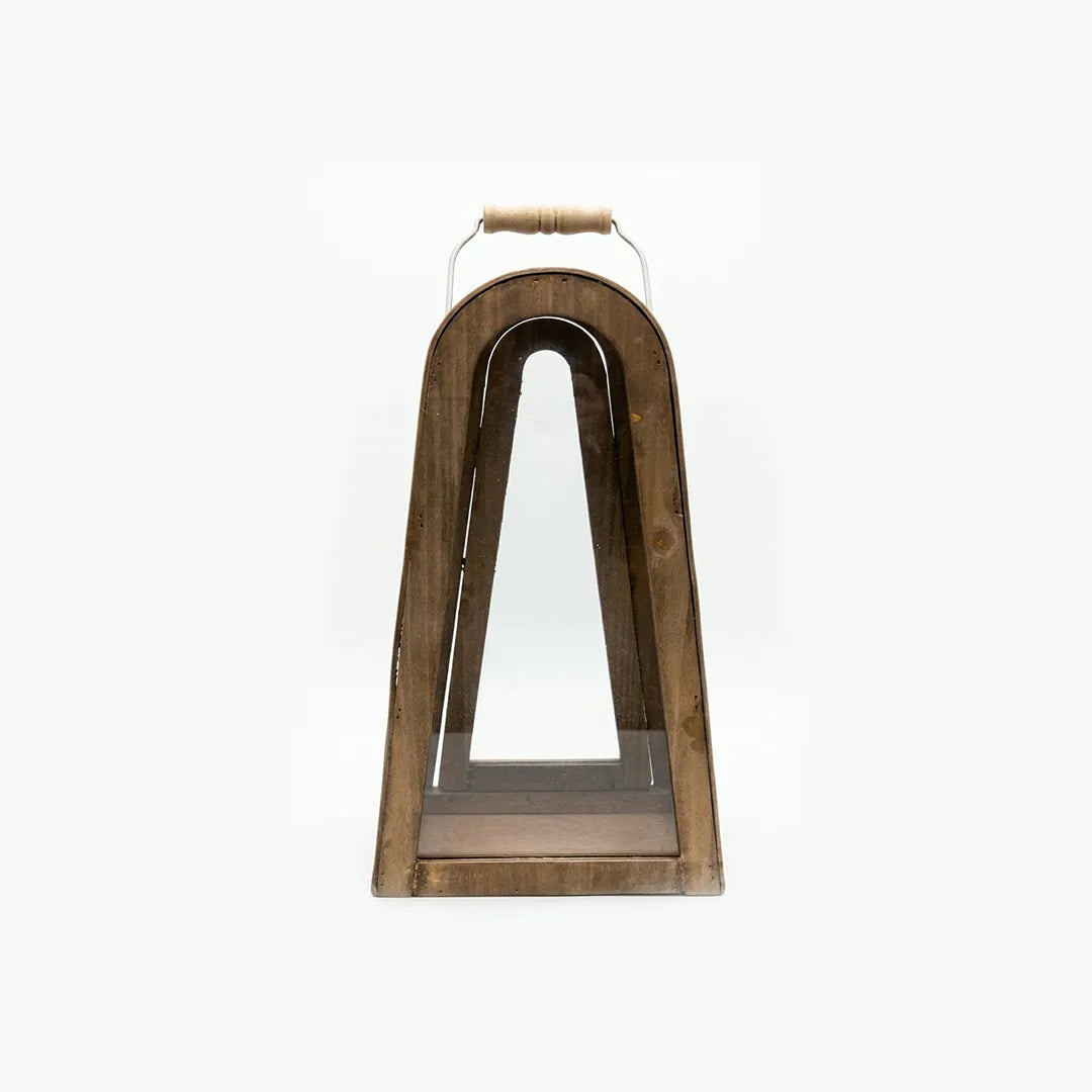 F3-25AW222 Luhpar Natural Wood Lantern Wood & Glass (30 × 18 × 12 cm)