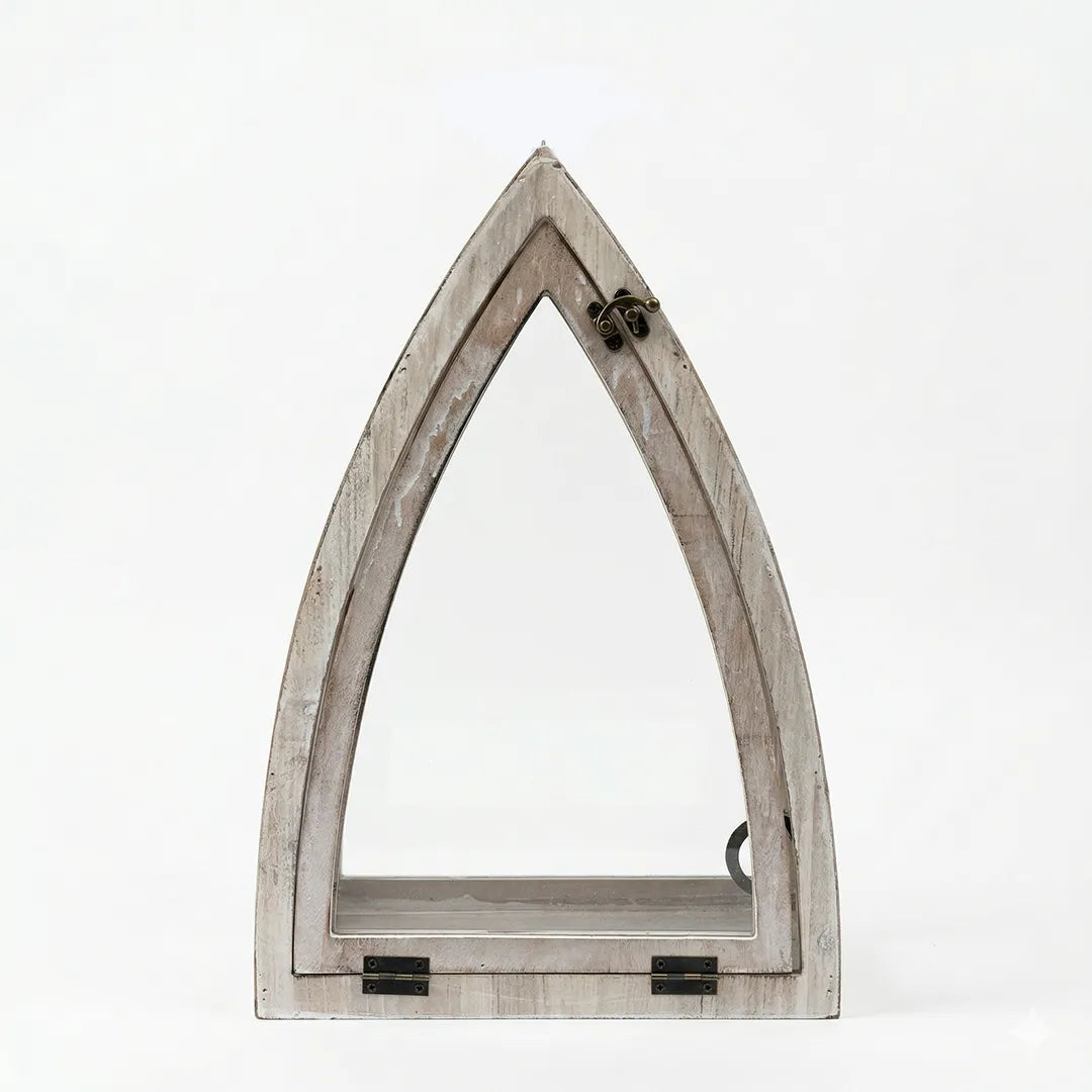 F3-25AW433 Luhpar Distressed Wood Arch Lantern Wood & Glass (28 × 20 × 12 cm)