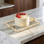 0798-7 Luhpar Glass Cake Tray With Bead Frame 38×23 cm
