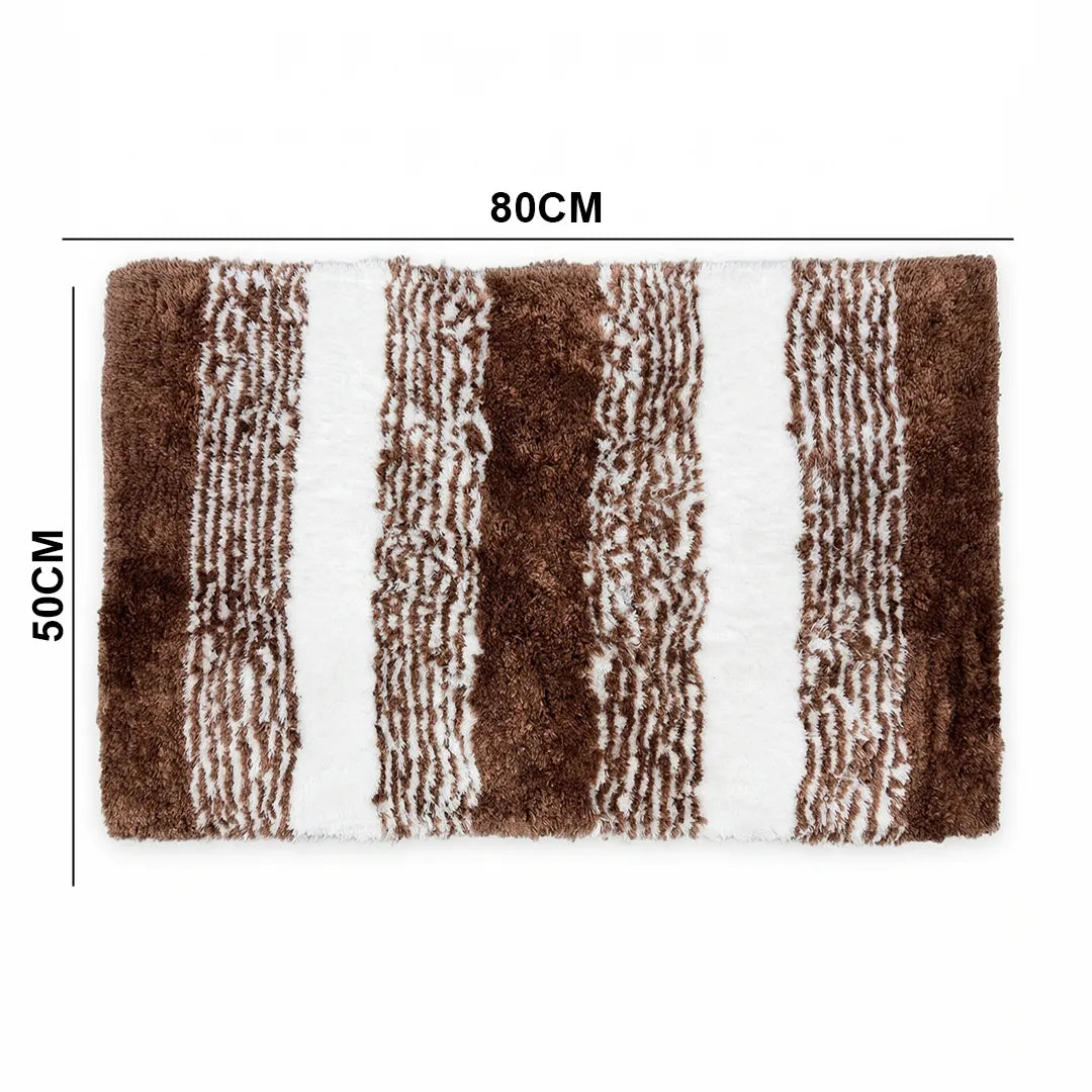 PHBM0032 Luhpar Micro Tufted Door Mat Brown & White 50×80 cm