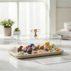 0779-3 Luhpar Glass Covered Tray Marble Base 30×20 cm