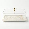 0779-3 Luhpar Glass Covered Tray Marble Base 30×20 cm