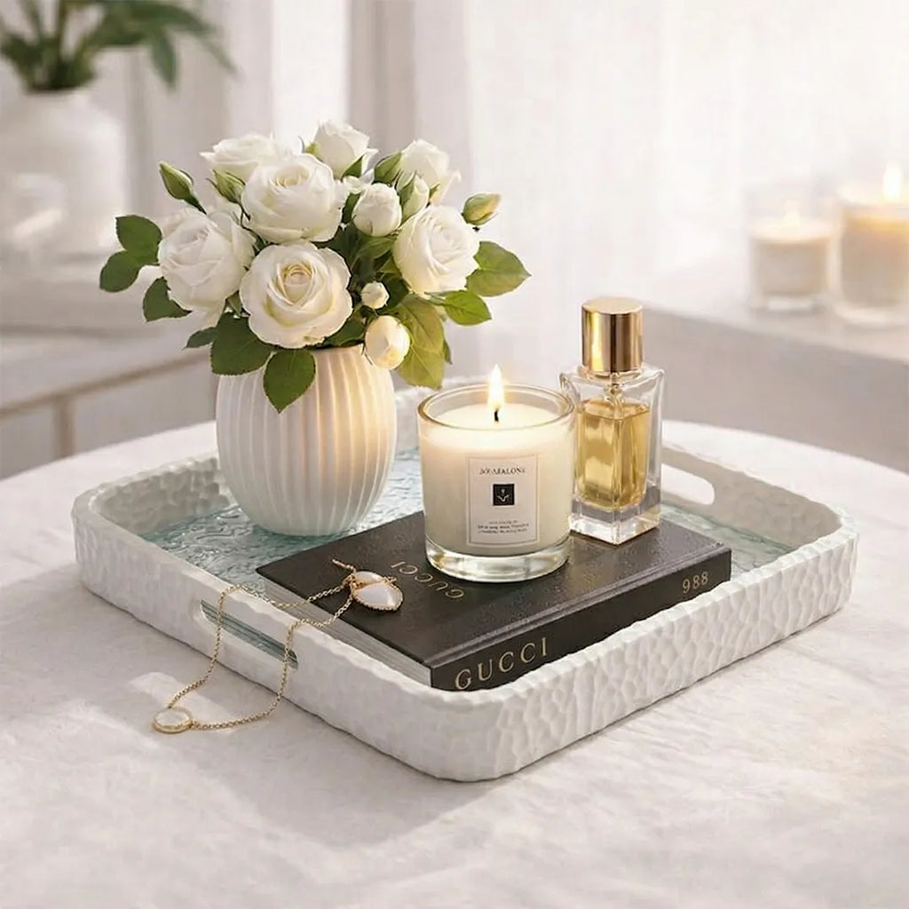 0779-14 Luhpar Glass Tray Textured Frame 35×25 cm