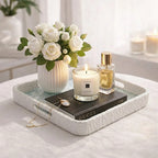 0779-14 Luhpar Glass Tray Textured Frame 35×25 cm