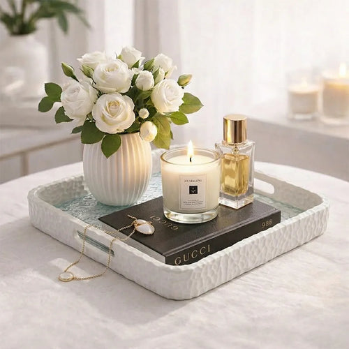 0779-14 Luhpar Glass Tray Textured Frame 35×25 cm