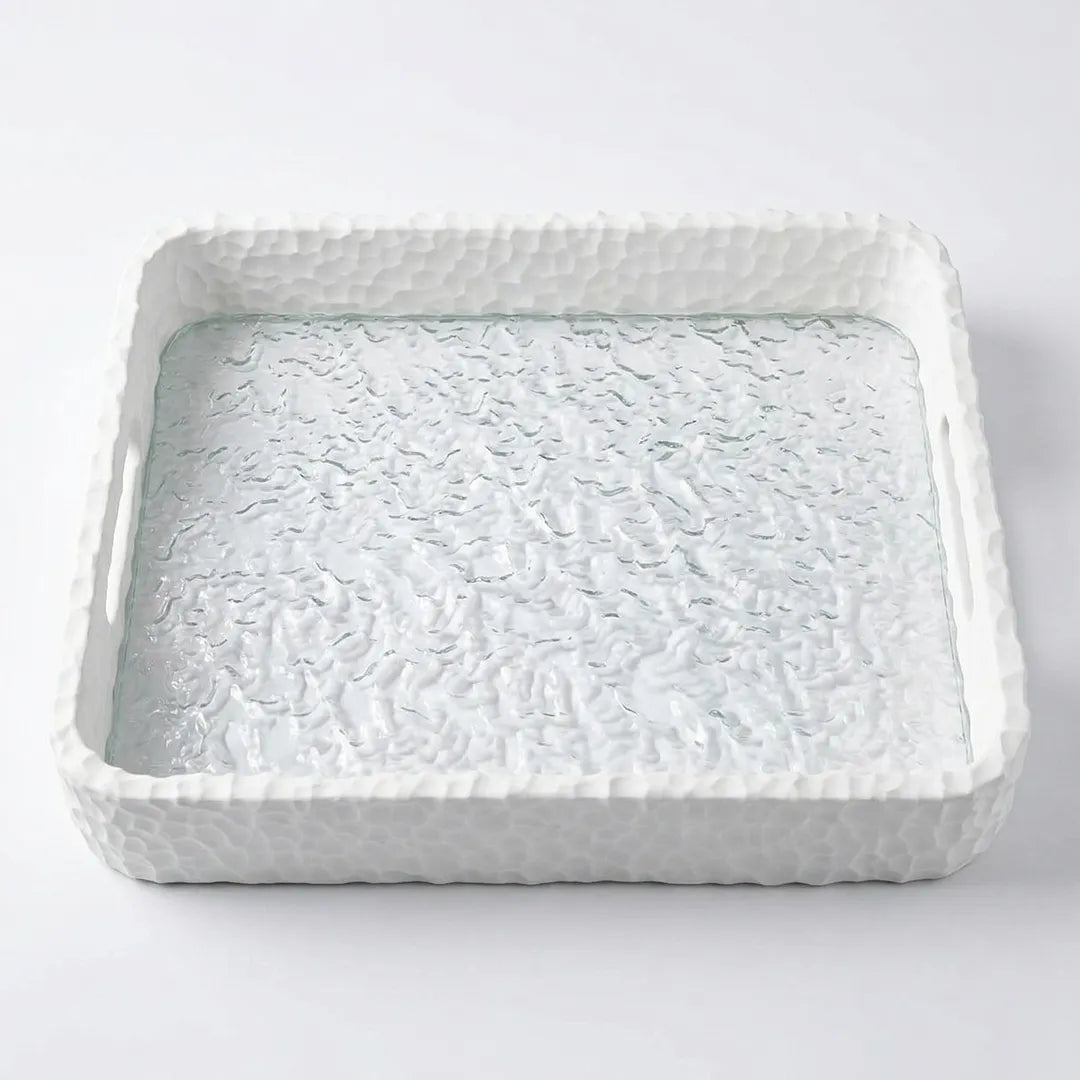 0779-14 Luhpar Glass Tray Textured Frame 35×25 cm