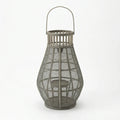 HMD20028 Luhpar Bamboo LED Lantern Natural & Metal (55 × 33 × 33 cm)