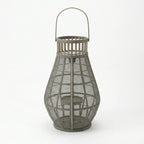 HMD20028 Luhpar Bamboo LED Lantern Natural & Metal (55 × 33 × 33 cm)