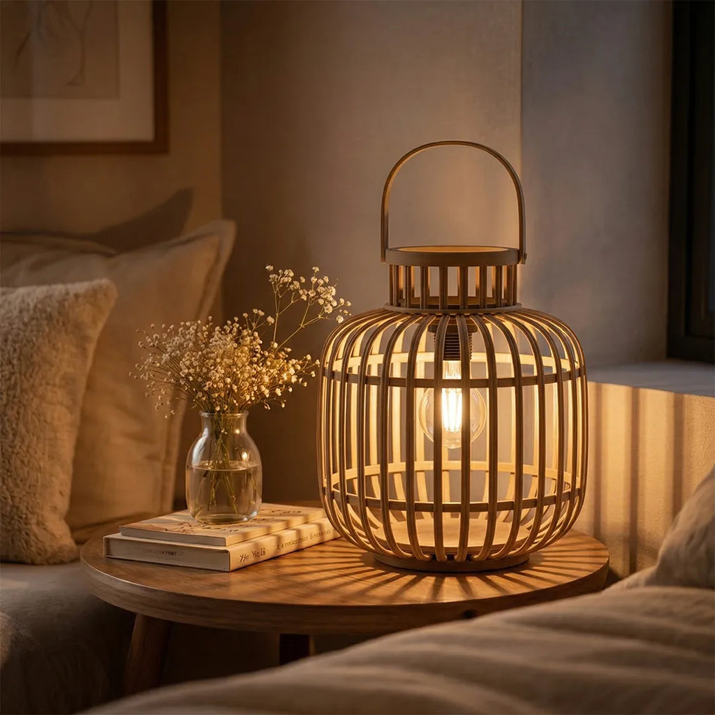 HMD20032 Luhpar Bamboo LED Lantern Natural (35 × 35 × 35 cm)