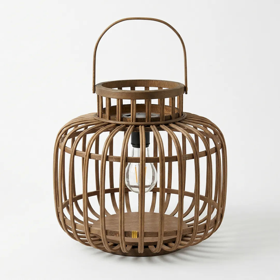 HMD20033 Luhpar Bamboo LED Lantern Natural (30 × 31 × 31 cm)