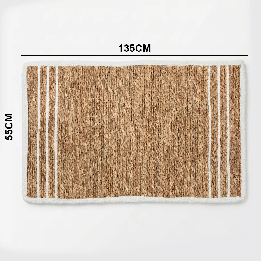 0795-48 Luhpar Seagrass Door Mat Natural & White Striped 60×80 cm