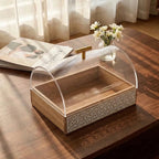 HMT40192 Luhpar Wood Tray with Acrylic Dome 30×20 cm