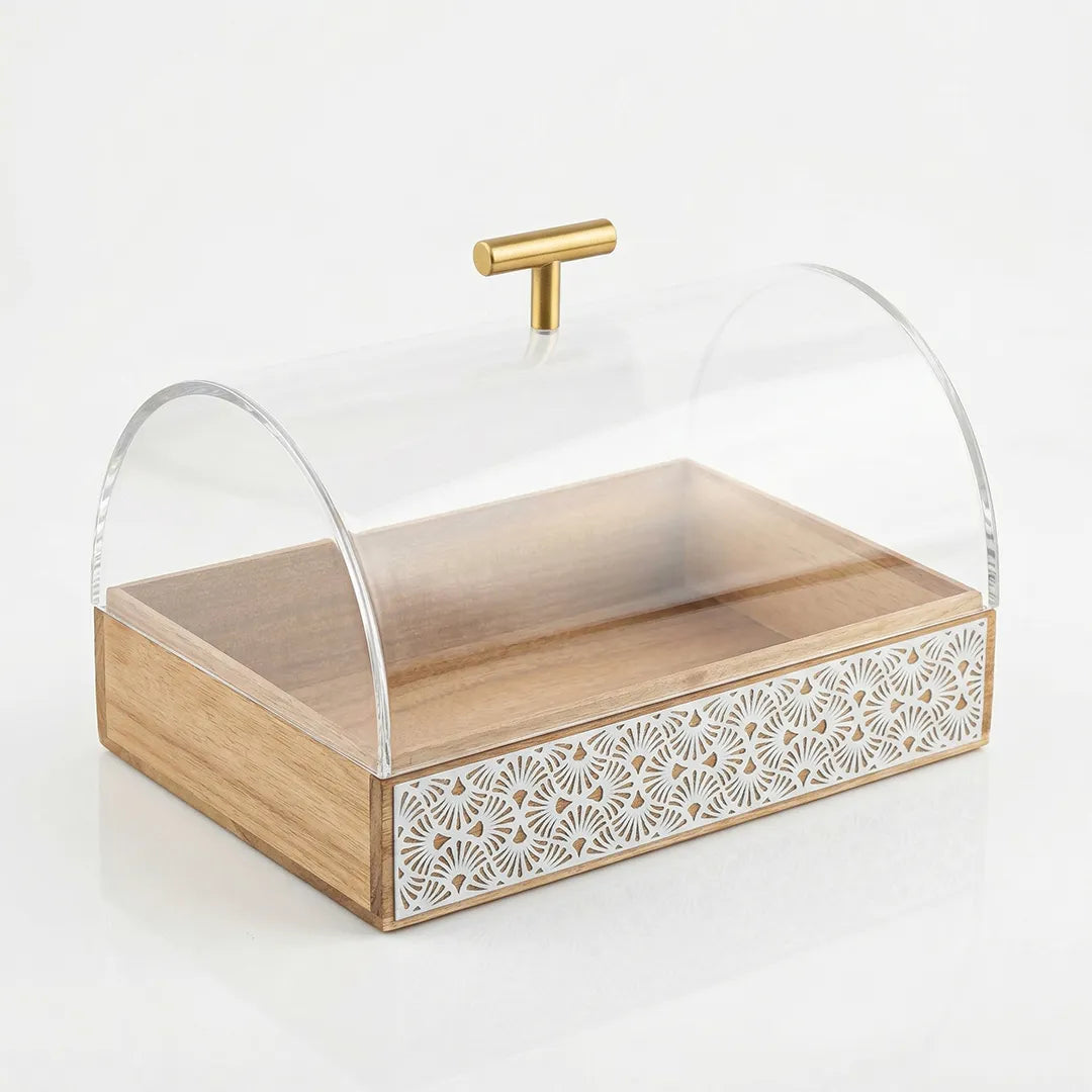 HMT40192 Luhpar Wood Tray with Acrylic Dome 30×20 cm