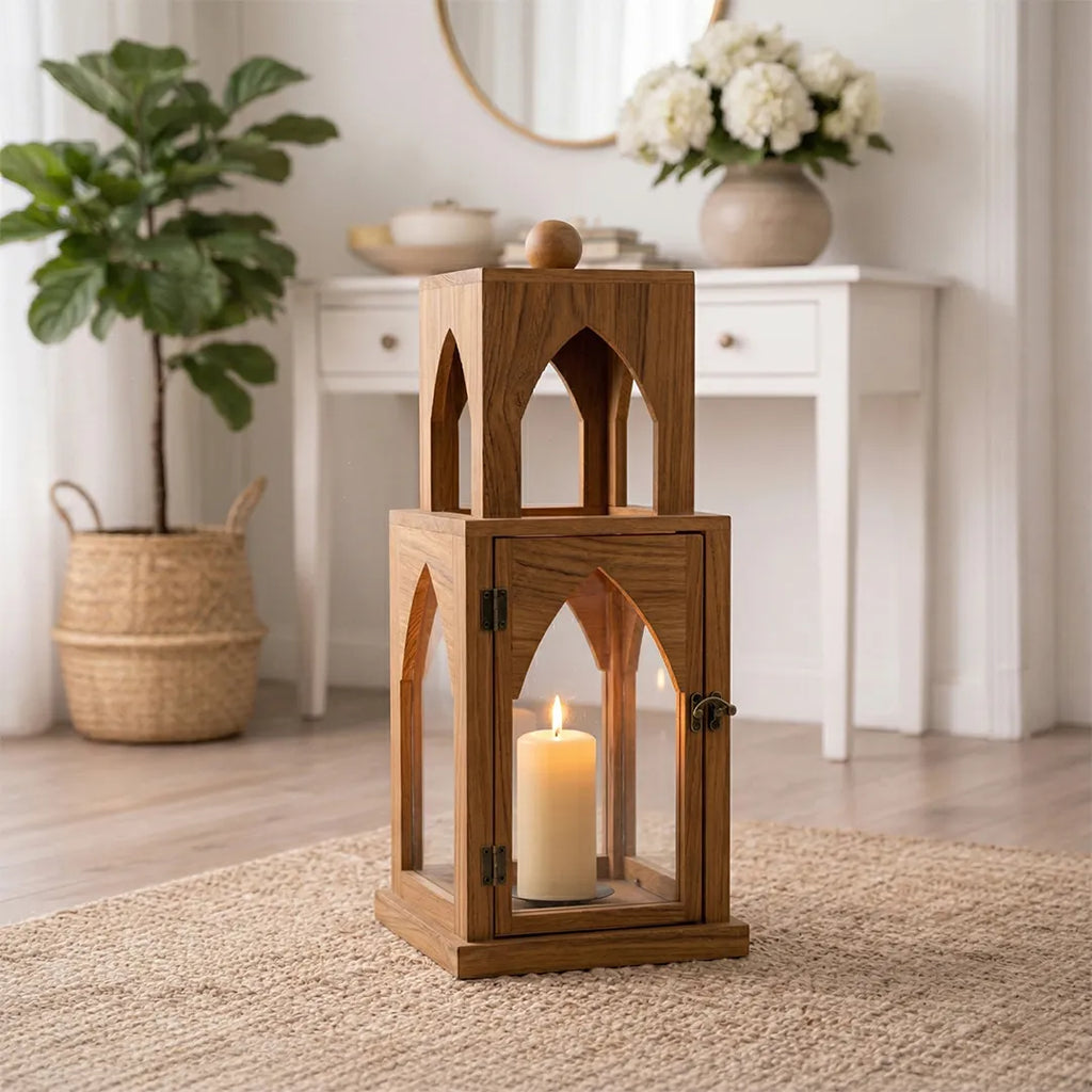 HMD20027 Luhpar Wooden Lantern Natural Wood (50 × 20 × 20 cm)