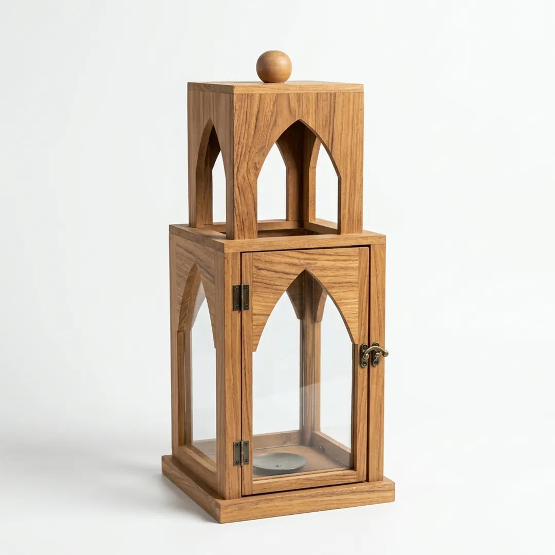 HMD20027 Luhpar Wooden Lantern Natural Wood (50 × 20 × 20 cm)