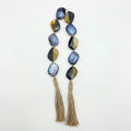 RI25-NG01 Luhpar Decorative Stone Garland Blue & Amber with Tassels
