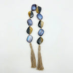 RI25-NG01 Luhpar Decorative Stone Garland Blue & Amber with Tassels
