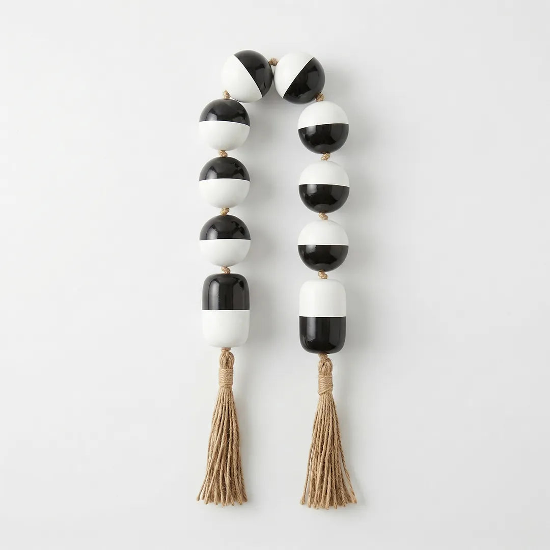 RI25-NG02 Luhpar Decorative Black & White Bead Garland with Tassels