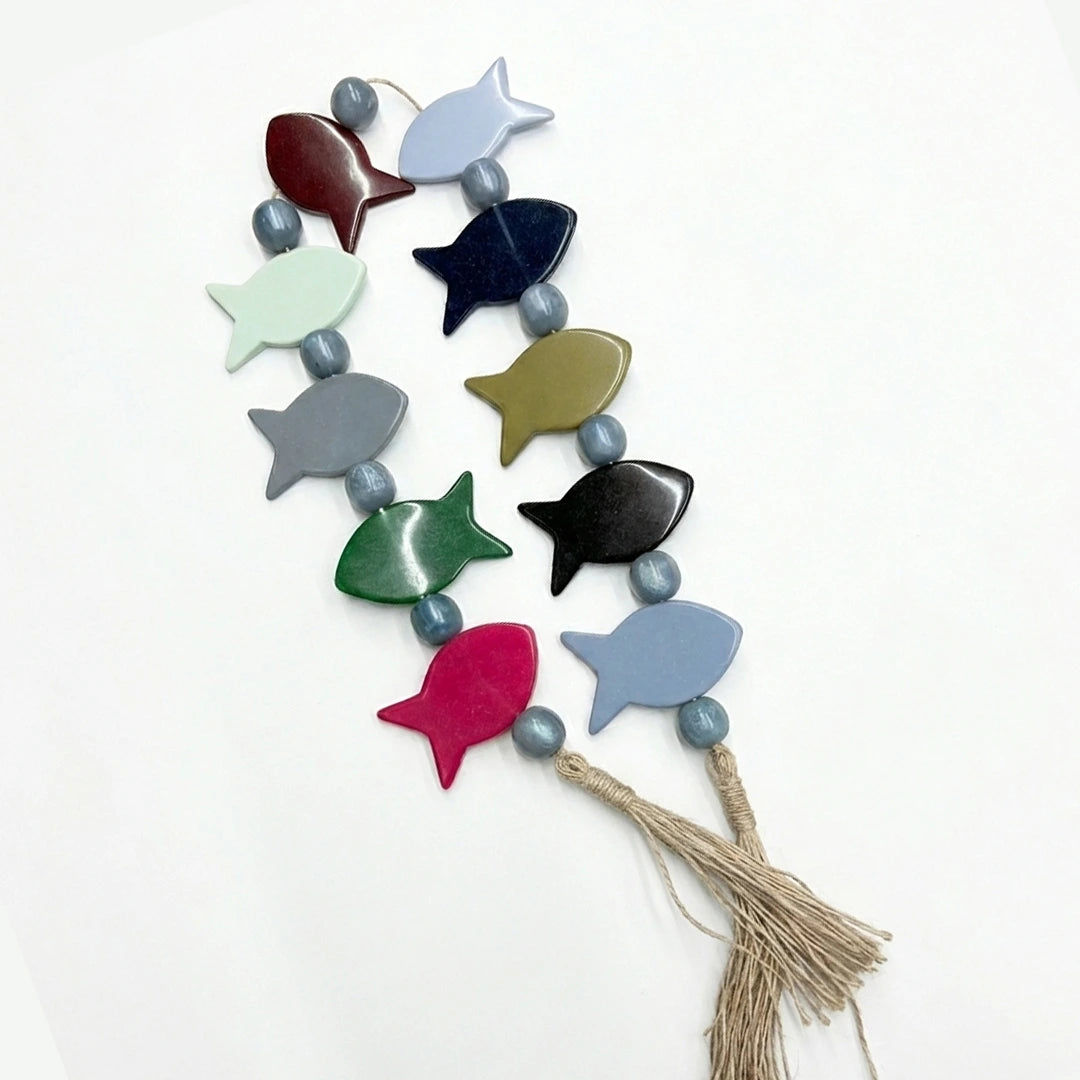 RI25-NG03 Luhpar Decorative Fish Stone Garland Multicolor with Tassels