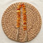 RI25-NG09 Luhpar Decorative Amber Stone Garland Orange with Tassels