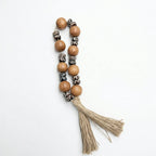 RI25-NG16 Luhpar Decorative Wooden Bead Garland with Patterned Accents & Tassel