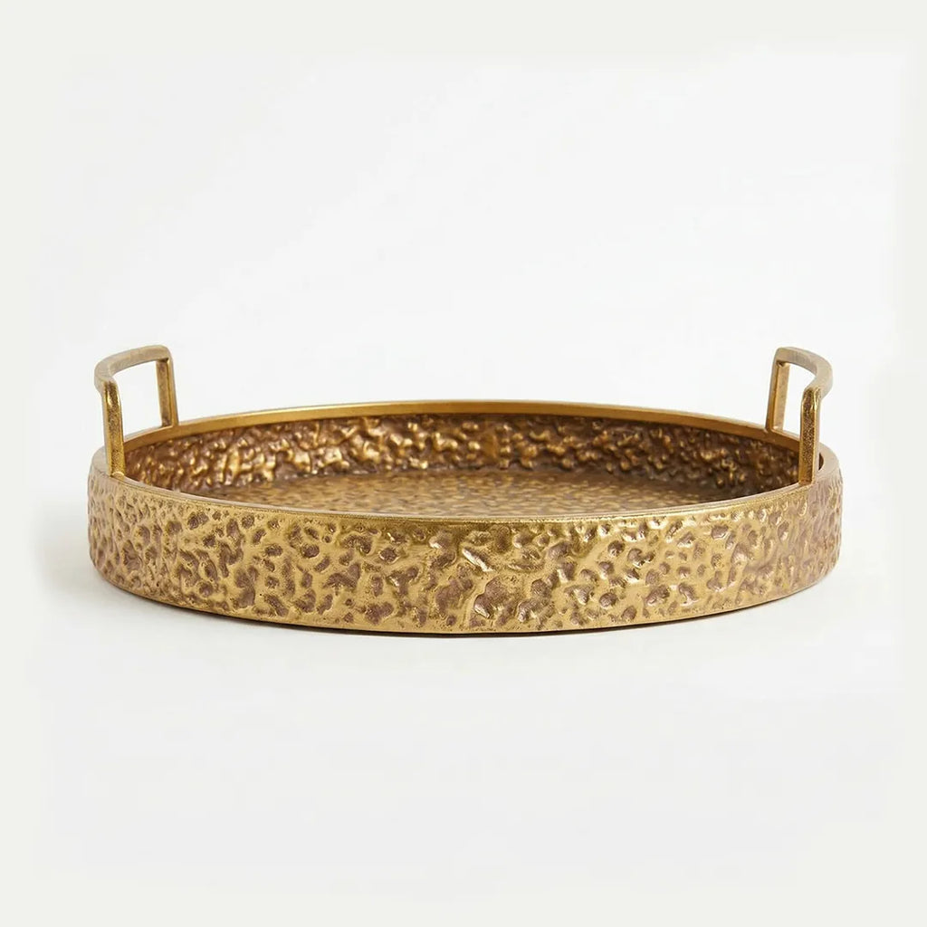 58-2 Luhpar Hammered Gold Round Metal Tray (Small / Medium / Large)