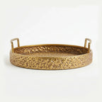 58-2 Luhpar Hammered Gold Round Metal Tray (Small / Medium / Large)