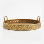 58-2 Luhpar Hammered Gold Round Metal Tray (Small / Medium / Large)