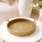 58-2 Luhpar Hammered Gold Round Metal Tray (Small / Medium / Large)
