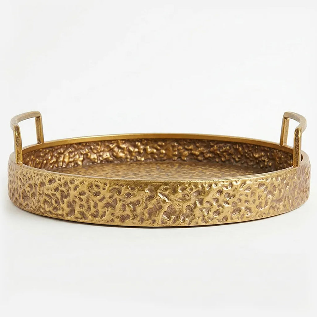 58-2 Luhpar Hammered Gold Round Metal Tray (Small / Medium / Large)